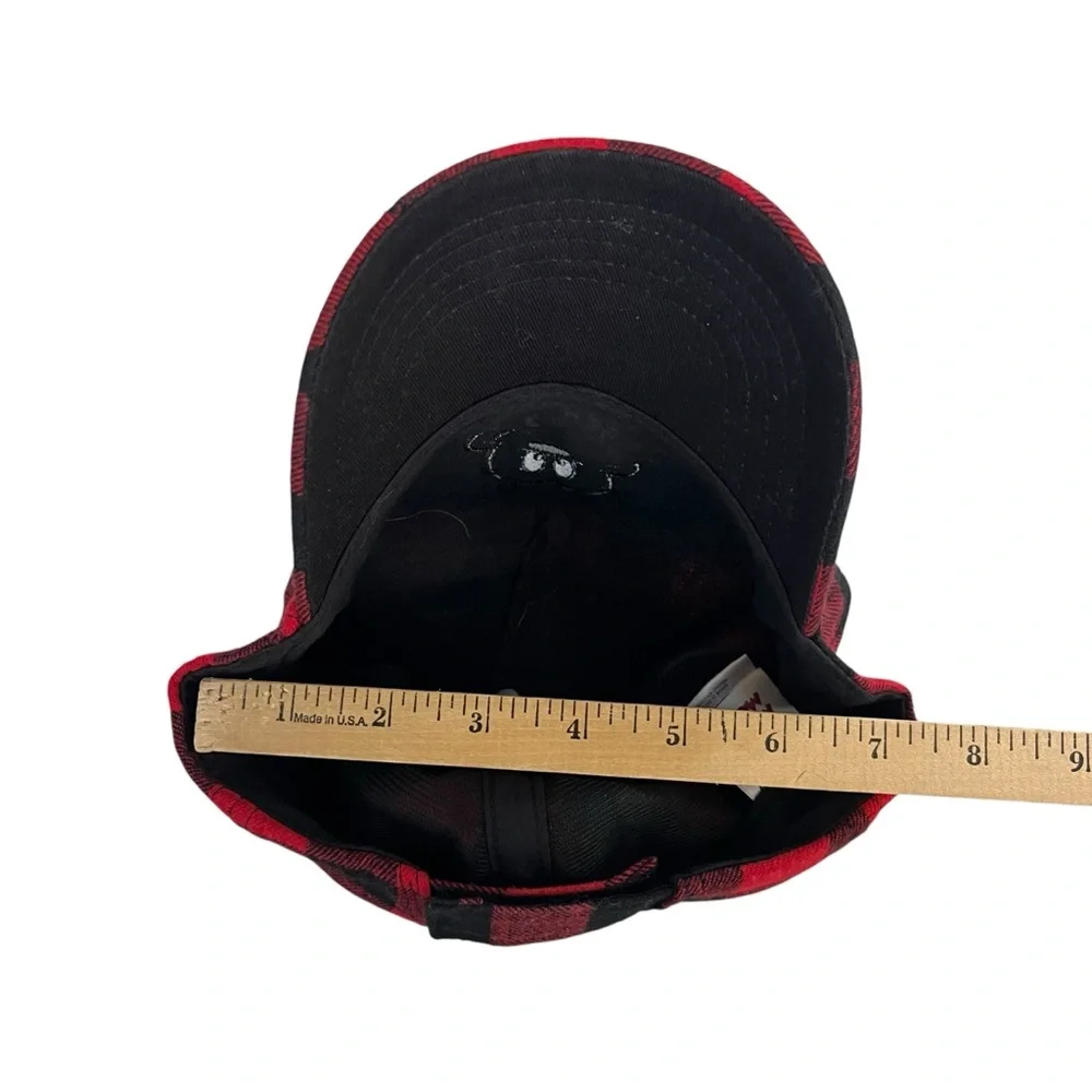 Disney Mickey Mouse Kid One Size Red Black Buffalo Plaid Adjustable Baseball Hat